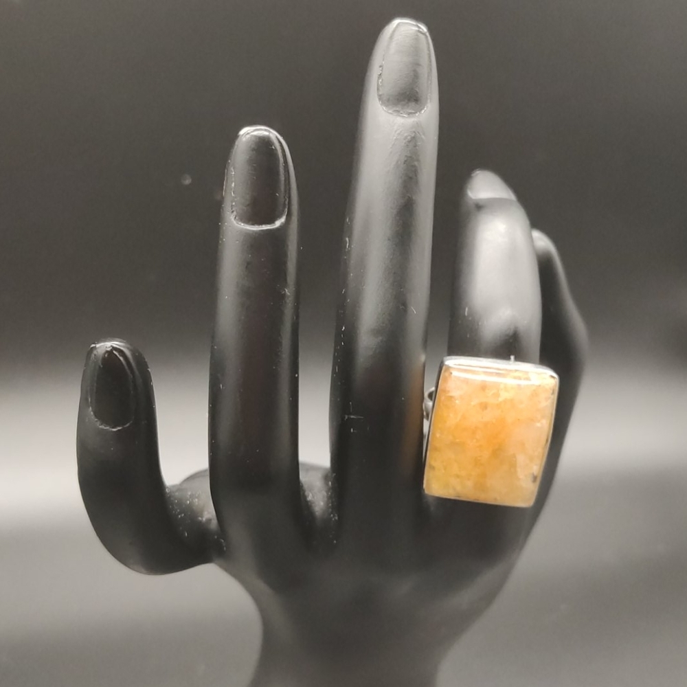 Yellow Quartz Stone Sterling Silver ring